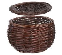 JEWEDECO Large Capacity Willow Egg Basket with Lid Lightweight Woven Storage Organizer for Kitchen and Farmhouse Protective Multi-purpose Desktop Holder for Fresh Eggs and Produce