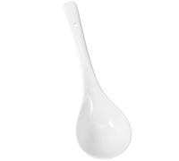 JEWEDECO Large White Ceramic Soup Spoon, Oversized Multipurpose Porcelain Ladle for Home and Restaurant, Reusable Kitchen Tableware for Ramen, Miso Soup, and Porridge Serving