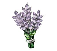 JEWEDECO Lavender Flower Brooch Pin for Women Alloy Lapel Pin with Rhinestone Decoration Sturdy Coat Lapel Accessory for Dresses Hats Backpacks Gift