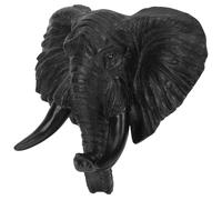 JEWEDECO Lifelike Elephant Wall Decor Head Resin Hanging Sculpture Black | Easy Hanging with Built in Metal Keyhole, with Stand for Interior Walls and Display Stands