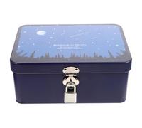 JEWEDECO Lockable Tinplate Storage Box Small Retro Desktop Keepsake Chest with Key, Multi-purpose Jewelry Organizer and Home Storage Case for Trinkets and Documents