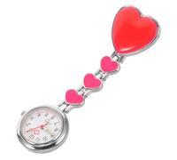 JEWEDECO Luminous Four Heart Design Nurse Pocket Watch Fashion Hanging Fob Watch for Doctors Medical Staff Hospital Clinic Decoration Rosy