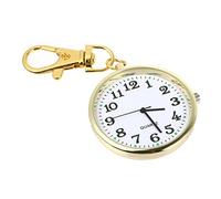JEWEDECO Luminous Pocket Watch Keychain with Gold Frame White Dial Unisex Hanging Fob Watch for Middle-Aged and Elderly Glow-in-The-Dark Suitable for Everyday Use