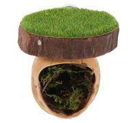 JEWEDECO Magnetic Jumping Spider Habitat Hideout with Climbing Platform and Fence, Wooden Walnut Shell Reptile Hideout for Geckos and Jumping Spiders, Indoor Entertainment Shelter