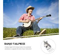 JEWEDECO Metal 5-String Banjo Tailpiece Replacement Chrome Banjo Parts Sturdy Guitar Tailpiece