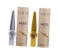JEWEDECO Metal Kazoo Set with Gold and Silver Cylindrical Kazoos, 2pcs Musical Instruments for Music Lovers, Ukulele and Guitar Performance Accessories