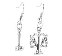 JEWEDECO Metal Lawyer Gavel Dangle Earrings for Women Justice Scale Inspired Jewelry Classic Delicate Design Law Students Judges Legal Professionals