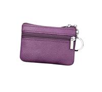 JEWEDECO Mini Coin Purse Wallet for Women Purple Zippered Pu Leather Multi-Functional Key Coin Holder Portable Summer Storage Bag