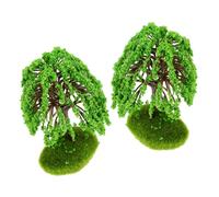 JEWEDECO Miniature Street Trees 2pcs for DIY Model Scenery Green Plastic Trees for Architecture Building and Landscape Decor Decoration