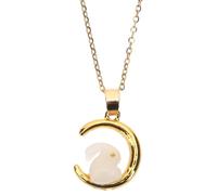 JEWEDECO Moon Rabbit Pendant Necklace for Women, Sterling Silver Clavicle Chain Bunny Charm, Minimalist Rabbit Pendant Jewelry for Easter and Daily Wear