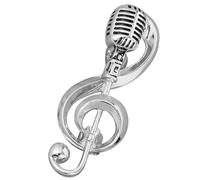 JEWEDECO Music Note Microphone Brooch Pin Alloy Jewelry for Evening Events and Performances Women