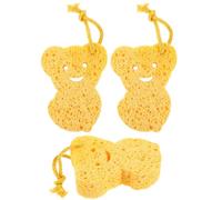 JEWEDECO Natural Cellulose Bath Sponges Assorted Style 3pcs Soft and Strong Water Absorption Yellow Wood Pulp Body Sponge for Shower and Bathing Suitable and Adults