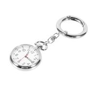 JEWEDECO Nurses Pocket Watch with Key Ring Design, Silver Stainless Steel and Glass Material, Glow in The Dark Pointer, Suitable for Medical Staff Work Clothes and Holiday