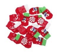 JEWEDECO of Non- Cotton Pet Socks 4 Sets with Christmas Pattern Protective Paw Covers Suitable for Christmas Season for Dogs and Cats