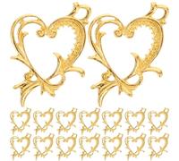 JEWEDECO Open Back Bezels Alloy Metal Frames with UV Adhesive Edge 20pcs Heart Shaped Decorative and Delicate Design for Jewelry Making for DIY Resin Charms and Craft Projects