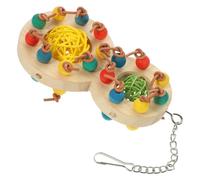 JEWEDECO Parrot Chewing Hanging Birdcage Accessory with Wooden Beads and Rattan Ball, Sturdy Plastic Construction Suitable for Parrots and Budgies in Pet Carriers Or Birdcages Random Color