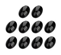 JEWEDECO Patch Cabochons with Flat Base Black 10 Pcs Agate Stone Oval for DIY Jewelry Design and Craft Making Accessories Suitable for Clock and Picture Decoration
