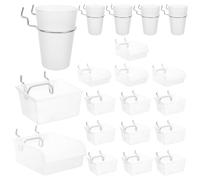 JEWEDECO Peg Board Storage Bin Cup Rectangular round 20pcs Plastic and Iron Set with Hooks Wall Hanging Organizer for Office and Home