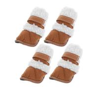 JEWEDECO Pet Anti-skid Snow Boots for Dogs 4pcs Set Khaki Size 4 Warm Waterproof Paw Protectors Outdoor Winter Puppy Shoes