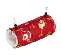 JEWEDECO Pet Warming Tunnel Christmas Red Hamster Tunnel Hideout Soft Bedding for Small Animals Sleeping Resting