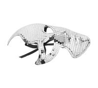 JEWEDECO Plastic Silver Full Face Disco Mirror Mask for Women Adults, Masquerade Party and Dancing Events
