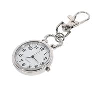 JEWEDECO Pocket Watch Large Number with Key Buckle, Zinc Alloy Nurse Watch for Doctors Chefs Hiking Climbing Silver Clip-On