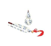 JEWEDECO Porcelain Synthetic Cucurbit Flute for Beginners Dual Tone Gourd Instrument Pure Tone for Music Learning and Rhythm Development