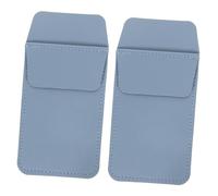 JEWEDECO Pu Leather Pen Sleeve Pencil Pocket Organizer for Nurses and Doctors, 2 Pieces Mist Blue Storage Pouch for Pens, Pocket Protector Compatible with Work Uniforms and Daily Use