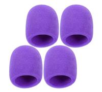 JEWEDECO Purple Microphone Sleeve 4Pcs Thick Sponge Windshield for Stage and Karaoke, Drop-Proof Handheld Mic Covers with Impact Resistance