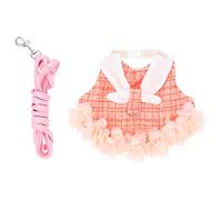 JEWEDECO Rabbit Harness Leash Pet Rabbit Clothes Sleeveless Design Cotton Material Dress Shape Easy to Put and Take off Portable Outdoor Use for Bunny