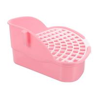 JEWEDECO Rabbit Triangle Litter Box for Small Animals, Corner Potty Trainer for Bunny, Guinea Pig, Hamster Cage Toilet, Pink Plastic Pet Toilet Tray for Cage Use