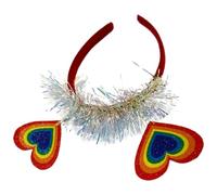 JEWEDECO Rainbow Eye-catching Adjustable Size for Women Pride and with Headband Plush Material Not Easy to Fall Featuring Bright Vibrant Colours, Party and Parades