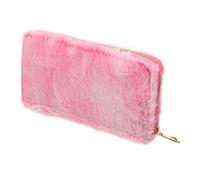 JEWEDECO Rainbow Gradient Plush Wallet for Women Stylish Zippered Purse Long Wallet for Students 5 Color Options