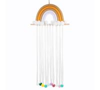 JEWEDECO Rainbow Hair Clip Holder Hanging Bow Organizer Macrame Tassel Nursery Wall Storage for Girls’ Room Bow Accessory Organizer