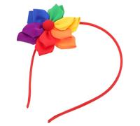 JEWEDECO Rainbow Ribbon Flower Headband for Women Vibrant Festival Hair Accessory with Soft Cloth Material Fit Boho Party Floral Hairband for Holiday Events and Celebrations