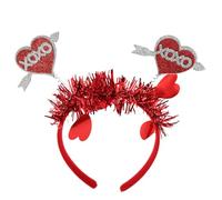 JEWEDECO Red Glitter Heart Headband with Cupid Wings, Soft Felt Material, Stylish Design, Versatile Accessory That Stays in Place, for Valentine's Day Parties and Romantic Celebrations