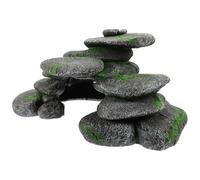 JEWEDECO Resin Cobblestone Basking Platform for Turtle Tank with Secure Hiding Turtle Cave, Providing A Cozy and Warm Environment for Hermit Crabs and Spiders in Aquarium Or Climbing Pet