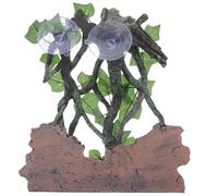 JEWEDECO Resin Crafts Reptile Climbing Decor with Suction Cup for Easy Installation Multi-Colour Simulation Tree Branch 22.3X6X28.5Cm Terrarium Tank Accessories