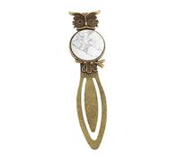 JEWEDECO Retro Owl Bookmark Zinc Alloy Metal Page Holder with Natural Turquoise Stone Inlay Lightweight Book Marker for Students Book Lovers Classroom and Home Use