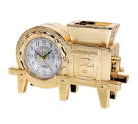 JEWEDECO Retro Vintage Tabletop Clock Pen Holder Decor with Golden Plastic Quartz Simple Style Creative Design for Fine Art Decoration in Living Room