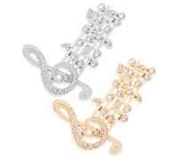JEWEDECO Rhinestone Musical Note Brooches 2Pcs, Alloy Treble Clef Lapel Pins for Women, Suitable for Concerts, Daily Outfits, and Backpacks