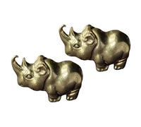 JEWEDECO Rhino Decorative and Creative with Fine Workmanship 2pcs Brass Keychain Pendants Chic and Delicate Design Home Ornaments for DIY Key Ring Decor and Pendant Necklace