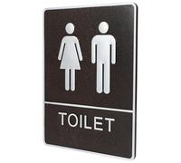 JEWEDECO Self-adhesive Gender Bathroom Door Sign for Restrooms with Pattern, Sturdy Abs Material, Suitable for Bathing Establishments and Shops, Modern Toilet Identification Sign in Black