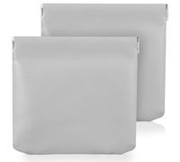 JEWEDECO Small Cosmetic Bags and One Hand Operation Pu Leather 2 Pcs with Stain-Resistant Exterior for Travel and Daily Storage of Change and Trinkets