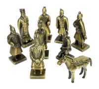 JEWEDECO Small Vintage Terracotta Warriors Statue Metal Craft for Desktop Decor Creative Retro Emperor Figurine Collection with Elegant Smooth Finish Chinese Soldier Ornament for Home and
