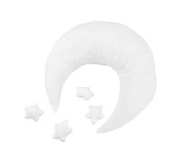 JEWEDECO Soft Crescent Moon and Star Photography Props Set for Newborn Photoshoots Comfortable Posing Pillow and Basket Decor for Professional and Home Use White