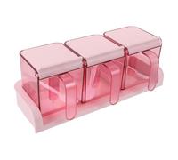 JEWEDECO Square Seasoning Box with Large Capacity for Easy to Pour and Orderly Storage, Pink Pp Plastic Seasoning Container Set for Kitchen and Dining Organization