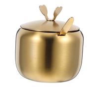 JEWEDECO Stainless Steel Sugar Bowl with Spoon Compact Round Seasoning Container Pot with Lid for Kitchen Freshness Preserving Spice Jar Multi-use Salt Coffee Condiment Storage Canister in