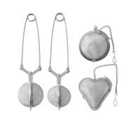 JEWEDECO Tea Infuser Set Fine Mesh Tea Strainers with Heart Round Shapes Stainless Steel 4 Pcs with Handle Suitable for Cooking and Soup