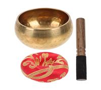 JEWEDECO Tibetan Copper Singing Bowl Set with Leather Mallet and Cushion 8cm Meditation Therapy Sound Bowl for Yoga and Mindfulness Practice for Temple Decor and Prayer Random Color